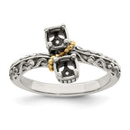 Sterling Silver Antiqued w/14k 2-stone Mother's Ring