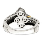 Sterling Silver Antiqued w/14k 4-stone Mother's Ring