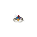 Sterling Silver Antiqued w/14k 4-stone Mother's Ring
