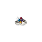 Sterling Silver Antiqued w/14k 4-stone Mother's Ring