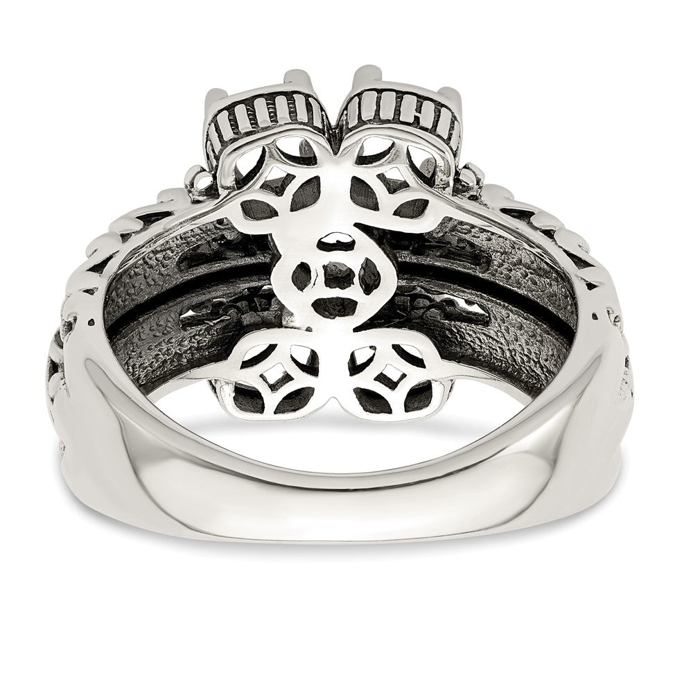 Sterling Silver Antiqued w/14k 5-stone Mother's Ring