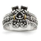 Sterling Silver Antiqued w/14k 5-stone Mother's Ring