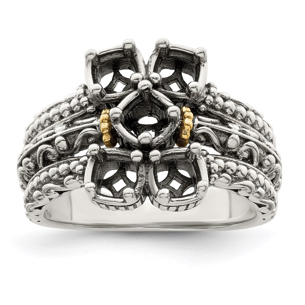 Sterling Silver Antiqued w/14k 5-stone Mother's Ring