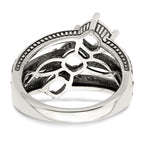 Sterling Silver Antiqued w/14k 3-stone Mother's Ring