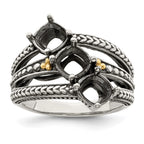 Sterling Silver Antiqued w/14k 3-stone Mother's Ring
