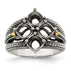 Sterling Silver Antiqued w/14k 4-stone Mother's Ring