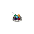 Sterling Silver Antiqued w/14k 5-stone Mother's Ring
