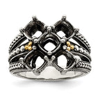 Sterling Silver Antiqued w/14k 5-stone Mother's Ring