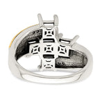 Sterling Silver Antiqued w/14k 5-stone w/Diamond Mother's Ring
