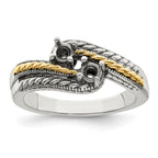 Sterling Silver Antiqued w/14k 2-stone Mother's Ring