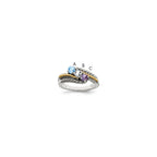 Sterling Silver Antiqued w/14k 3-stone Mother's Ring