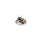 Sterling Silver Antiqued w/14k 4-stone Mother's Ring