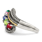 Sterling Silver Antiqued w/14k 5-stone Mother's Ring