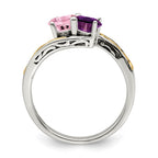Sterling Silver Antiqued w/14k 2-stone Mother's Ring