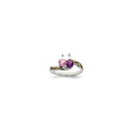 Sterling Silver Antiqued w/14k 2-stone Mother's Ring