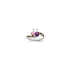 Sterling Silver Antiqued w/14k 2-stone Mother's Ring