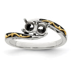 Sterling Silver Antiqued w/14k 2-stone Mother's Ring