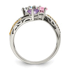 Sterling Silver Antiqued w/14k 4-stone Mother's Ring