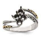 Sterling Silver Antiqued w/14k 4-stone Mother's Ring