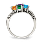 Sterling Silver Antiqued w/14k 5-stone Mother's Ring