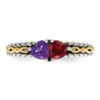 Sterling Silver Antiqued w/14k 2-stone Mother's Ring