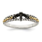 Sterling Silver Antiqued w/14k 2-stone Mother's Ring