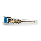 Sterling Silver Antiqued w/14k 3-stone Mother's Ring
