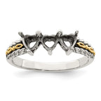 Sterling Silver Antiqued w/14k 3-stone Mother's Ring