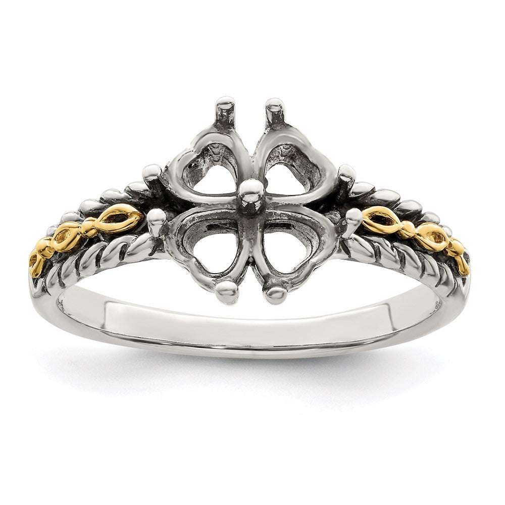 Sterling Silver Antiqued w/14k 4-stone Mother's Ring