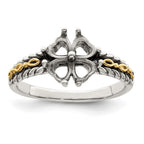 Sterling Silver Antiqued w/14k 4-stone Mother's Ring
