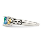 Sterling Silver Antiqued w/14k 3-stone Mother's Ring