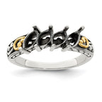 Sterling Silver Antiqued w/14k 4-stone Mother's Ring