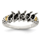Sterling Silver Antiqued w/14k 5-stone Mother's Ring