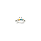 Sterling Silver Antiqued w/14k 2-stone w/Diamond Mother's Ring