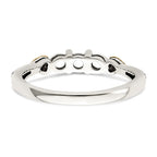 Sterling Silver Antiqued w/14k 3-stone w/Diamond Mother's Ring