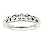 Sterling Silver Antiqued w/14k 4-stone w/Diamond Mother's Ring