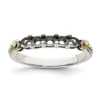 Sterling Silver Antiqued w/14k 5-stone w/Diamond Mother's Ring