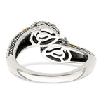 Sterling Silver Antiqued w/14k 2-stone w/Diamond Mother's Ring