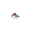 Sterling Silver Antiqued w/14k 2-stone w/Diamond Mother's Ring