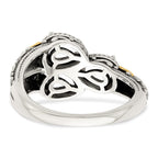 Sterling Silver Antiqued w/14k 3-stone w/Diamond Mother's Ring