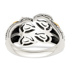 Sterling Silver Antiqued w/14k 4-stone w/Diamond Mother's Ring