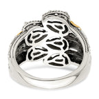 Sterling Silver Antiqued w/14k 5-stone w/Diamond Mother's Ring