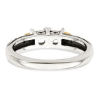 Sterling Silver Antiqued w/14k 2-stone w/Diamond Mother's Ring
