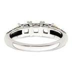 Sterling Silver Antiqued w/14k 3-stone w/Diamond Mother's Ring