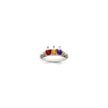 Sterling Silver Antiqued w/14k 3-stone w/Diamond Mother's Ring