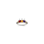 Sterling Silver Antiqued w/14k 3-stone w/Diamond Mother's Ring