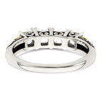 Sterling Silver Antiqued w/14k 4-stone w/Diamond Mother's Ring