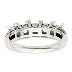 Sterling Silver Antiqued w/14k 5-stone w/Diamond Mother's Ring