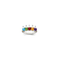 Sterling Silver Antiqued w/14k 5-stone w/Diamond Mother's Ring