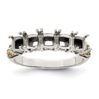 Sterling Silver Antiqued w/14k 5-stone w/Diamond Mother's Ring